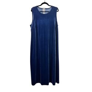DJ Int'l VINTAGE Women's Size 18/20 Blue Maxi Sleeveless Dress Grunge Whimsigoth